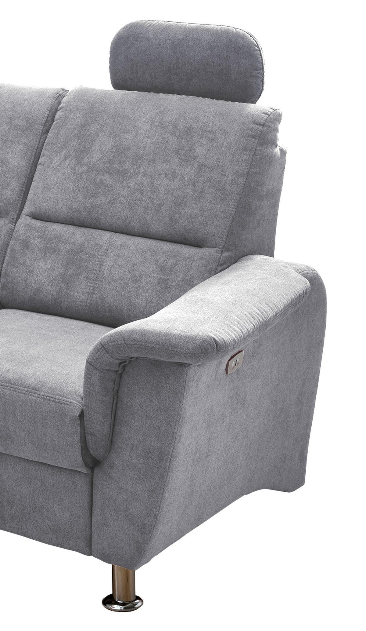 ECKSOFA in Mikrofaser Grau  - Chromfarben/Grau, Konventionell, Textil/Metall (184/231cm) - Livetastic