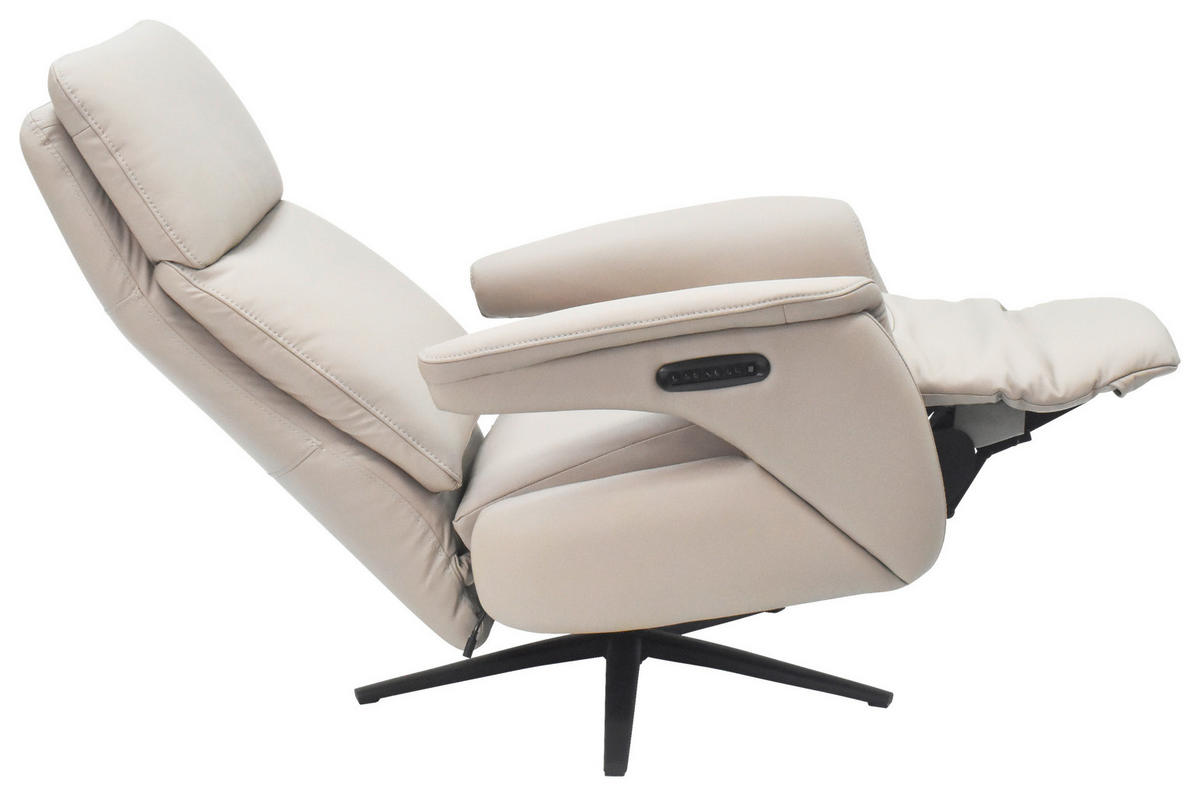 RELAXSESSEL Jessica beschichtet Kombination Echtleder/Lederlook    - Hellgrau/Schwarz, Design, Leder/Textil (74/100/89cm) - Cantus