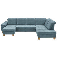 WOHNLANDSCHAFT in Mikrofaser Hellblau  - Wildeiche/Beige, Konventionell, Holz/Textil (185/343/243cm) - Voleo