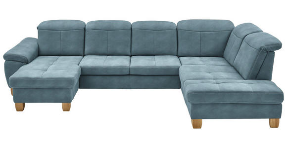 WOHNLANDSCHAFT in Mikrofaser Hellblau - Wildeiche/Beige, KONVENTIONELL, Holz/Textil (185/343/243cm) - Voleo
