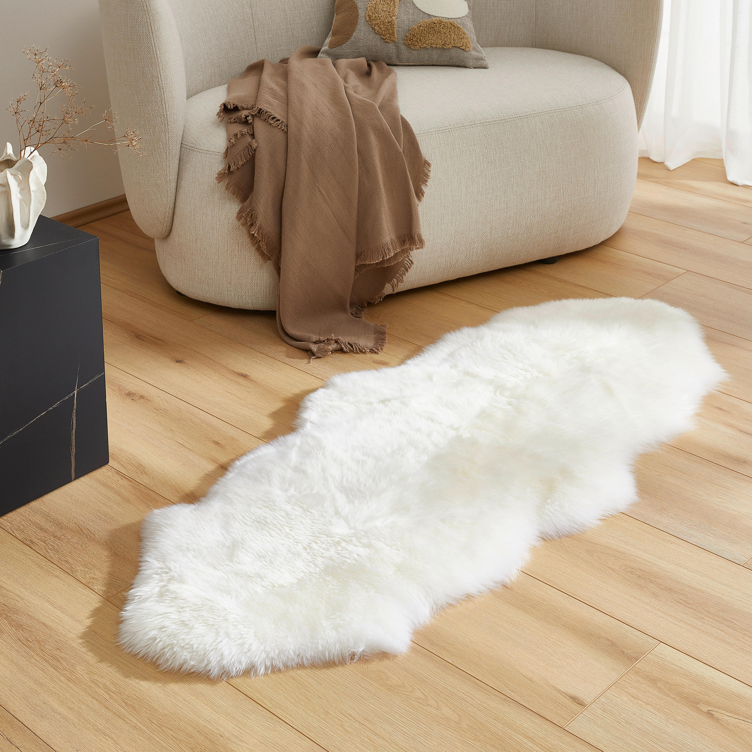 OVČÍ KOŽEŠINA, 60/140 cm, bílá - bílá, Natur, kožešina (60/140cm) - Linea Natura