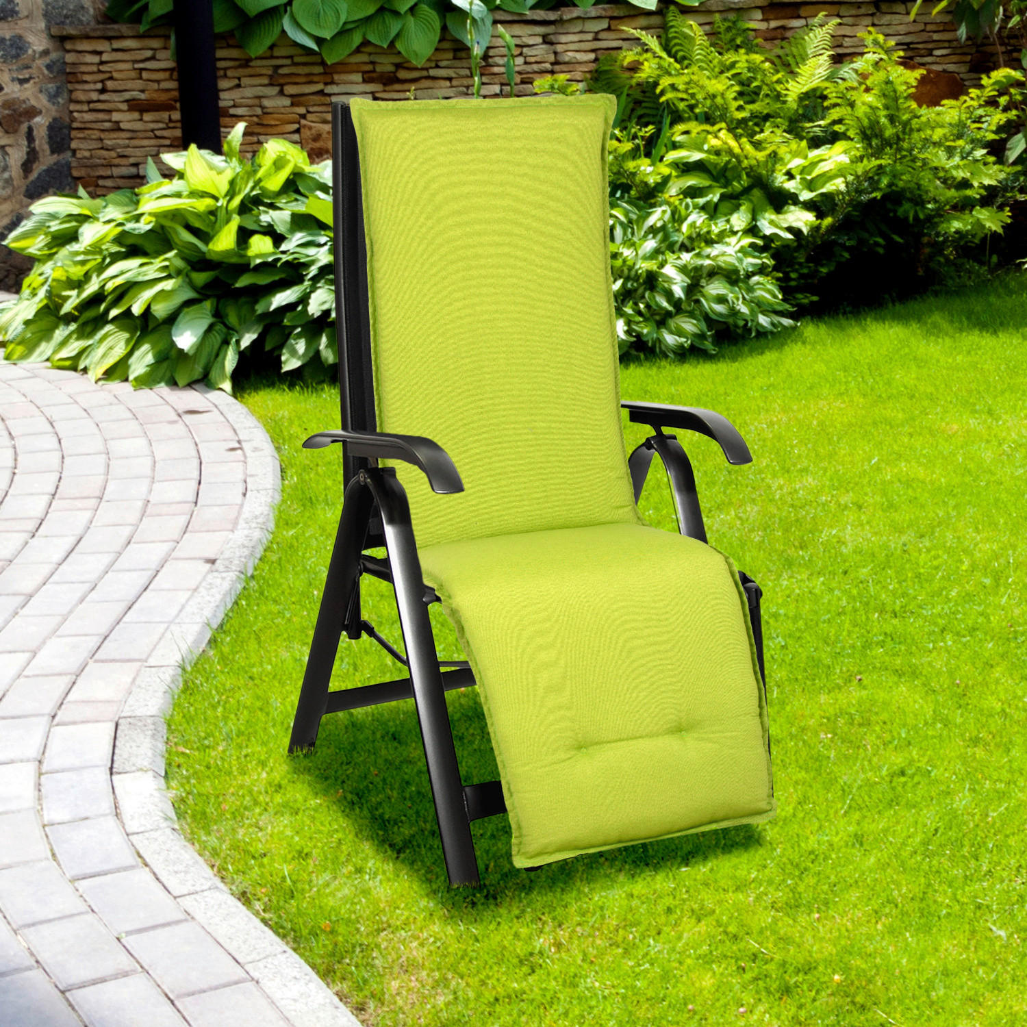 RELAXSESSELAUFLAGE Uni  - Hellgrün, Basics, Textil (170/46/8cm) - Gardenson