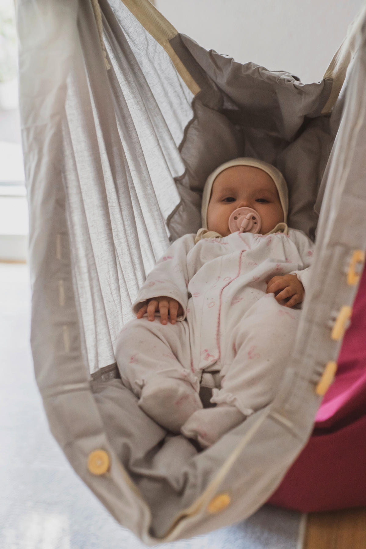 FEDERWIEGE Set inkl. Tipi-Gestell Buche  Anthrazit, Grau  - Anthrazit/Grau, Basics, Holz/Textil (135/194/135cm) - SCHMUSEWOLKE