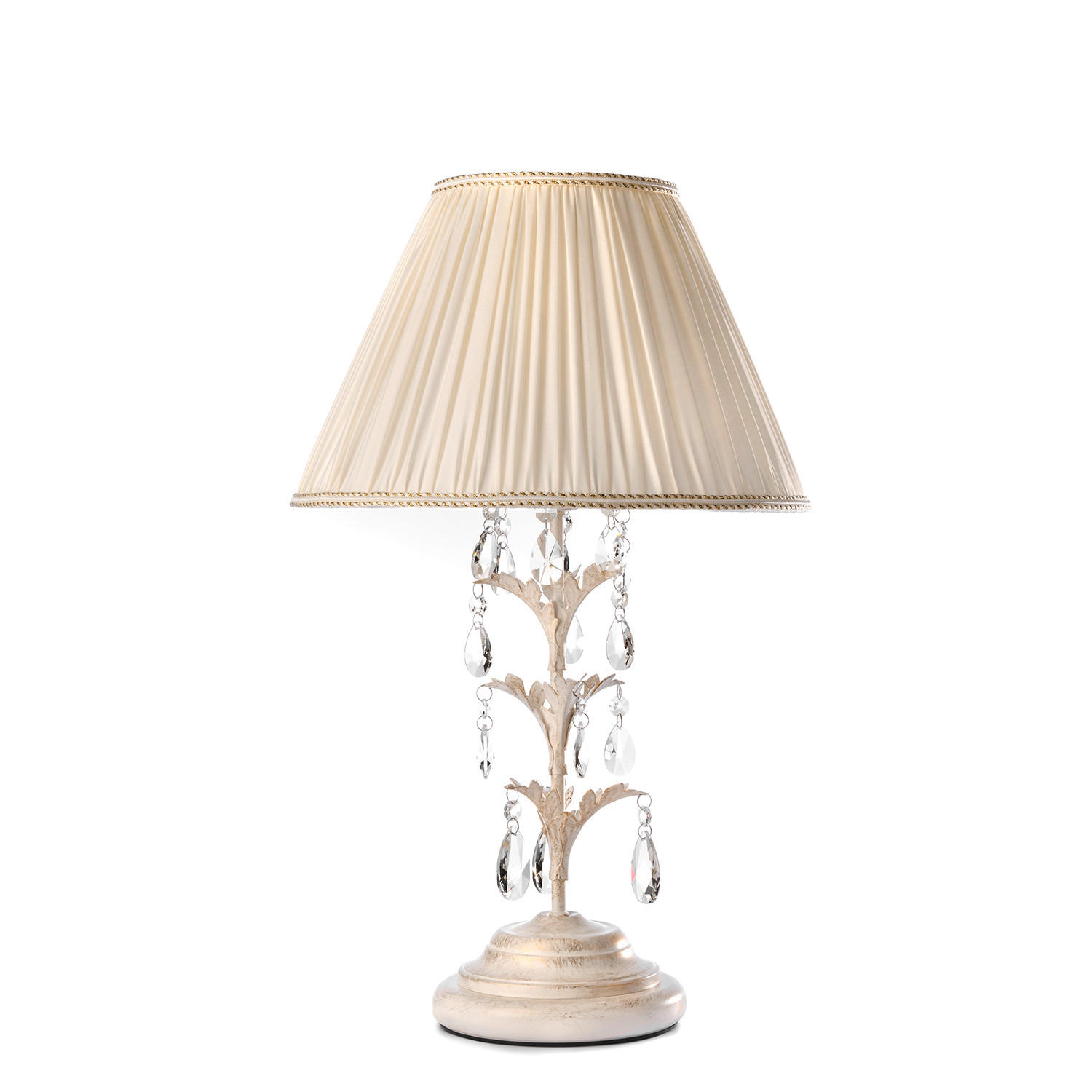 TISCHLEUCHTE 35/58 cm   - Weiß, ROMANTIK / LANDHAUS, Glas/Textil (35/58cm)