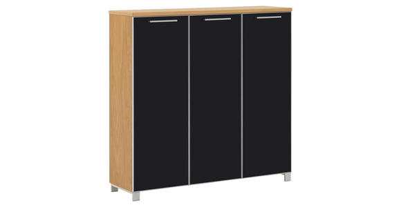 SCHUHSCHRANK 126/126/37 cm  - Chromfarben/Eichefarben, Design, Glas/Holz (126/126/37cm) - Novel