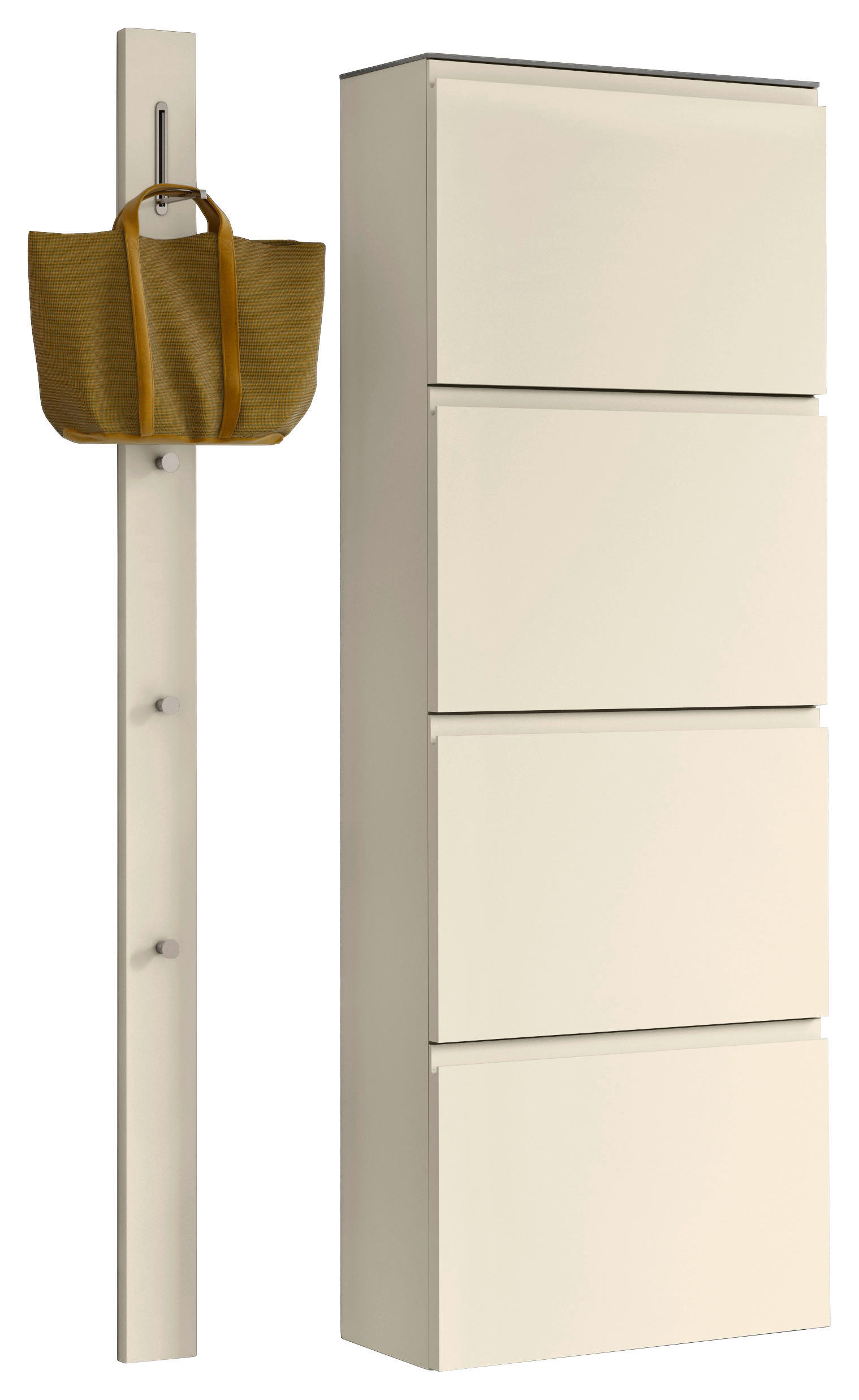 GARDEROBE 2-teilig 90/185/33 cm  - Sandfarben, Design, Glas/Holzwerkstoff (90/185/33cm) - Moderano