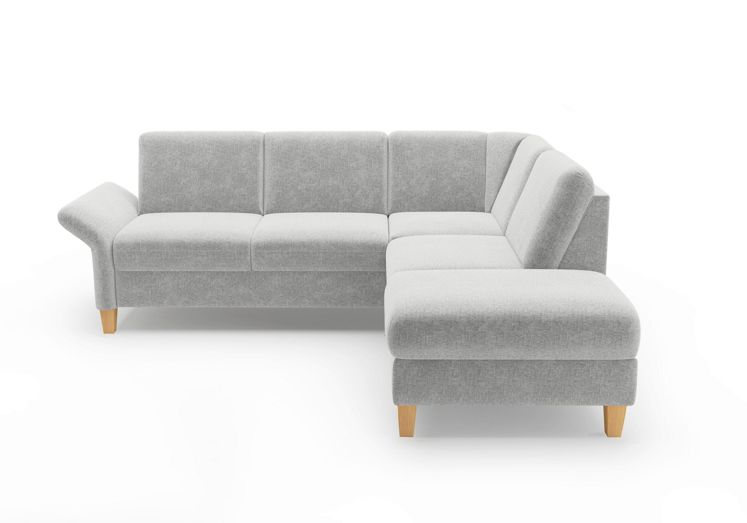 ECKSOFA ROCHELLE E Hellgrau Flachgewebe  - Eichefarben/Hellgrau, KONVENTIONELL, Holz/Textil (240/216cm) - Sit & More
