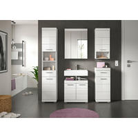 BADEZIMMER 5-teilig  in 134 cm  - Weiß Hochglanz/Silberfarben, MODERN, Glas/Holzwerkstoff (134cm) - MID.YOU