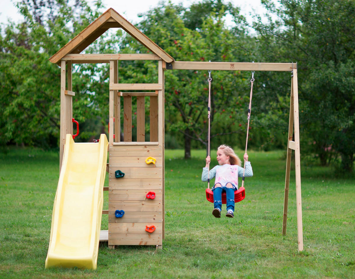 SPIELTURM 270/270/280 cm  - Gelb/Naturfarben, KONVENTIONELL, Holz (270/270/280cm)