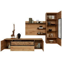 WOHNWAND  Wildeiche 293,8/207,1/37,1 cm  - Wildeiche/Graphitfarben, Natur, Glas/Holz (293,8/207,1/37,1cm) - Valnatura