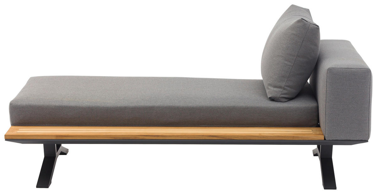 LOUNGEGARNITUR Teakholz massiv Aluminium  - Anthrazit/Naturfarben, Design, Holz/Textil (172/97/25cm) - Amatio