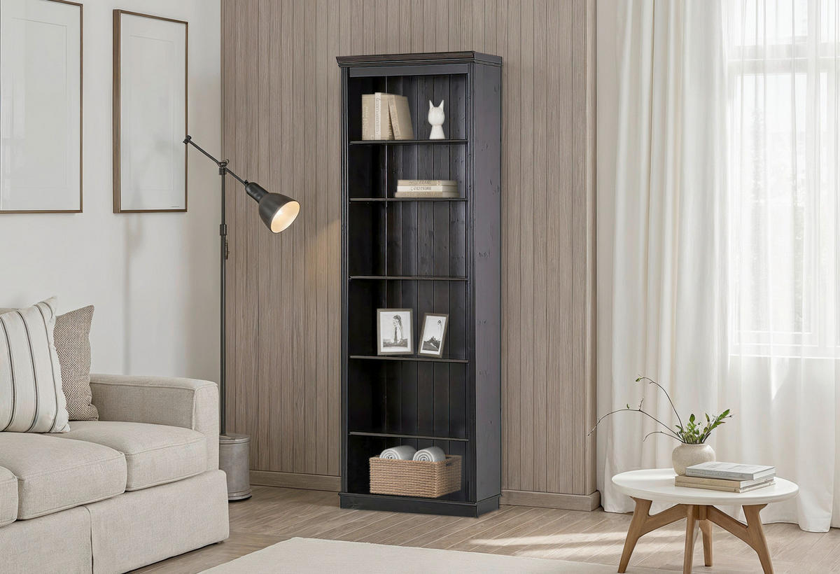 REGAL Kiefer massiv Kieferfarben, Dunkelbraun  - Dunkelbraun/Kieferfarben, Design, Holz (74/223/37cm) - Livetastic