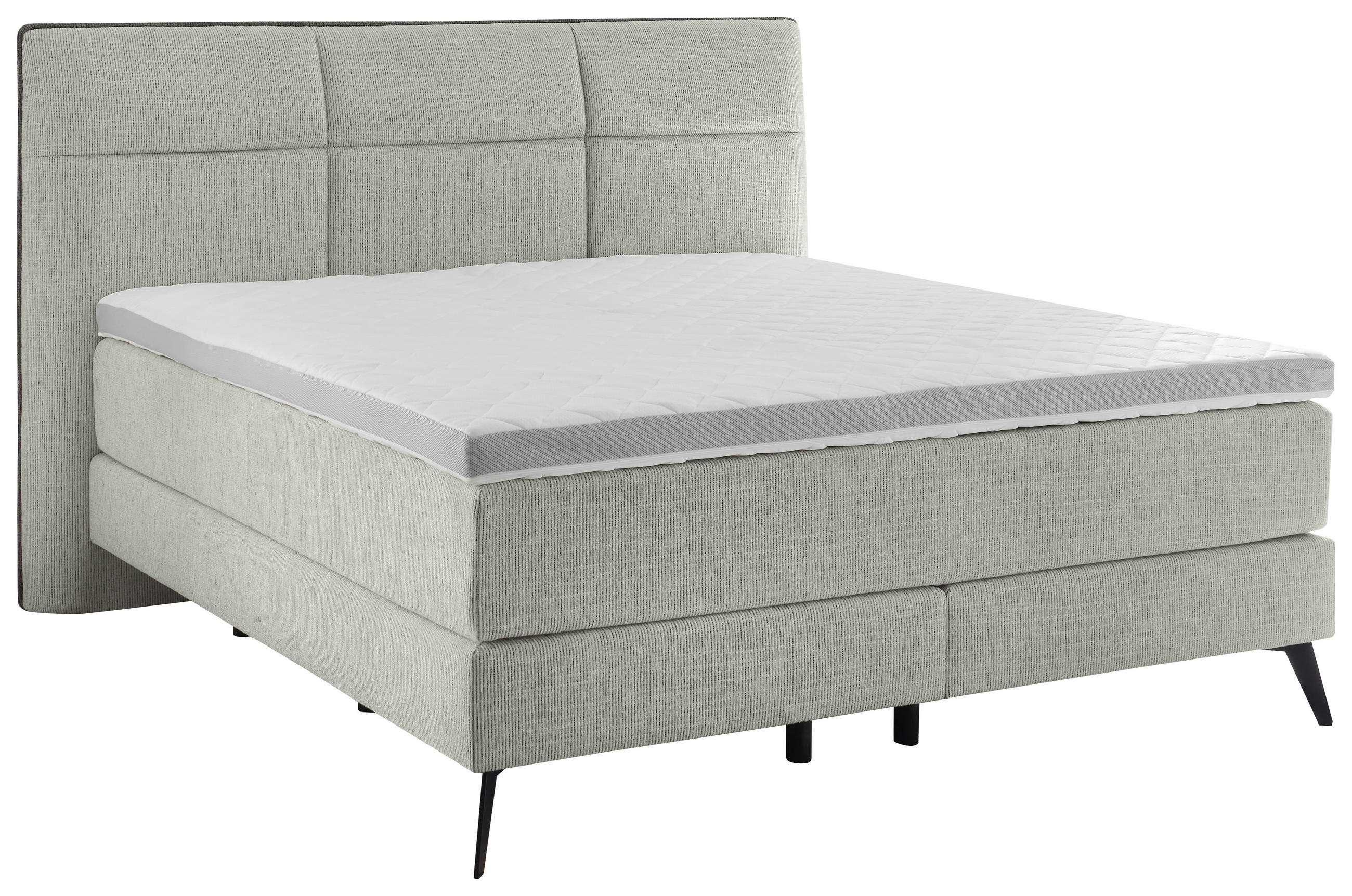 BOXSPRINGBETT 180/200 cm  in Hellgrau  - Hellgrau/Schwarz, Design, Textil/Metall (180/200cm) - Musterring