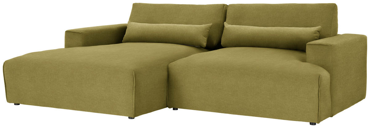 ECKSOFA Struktur Olivgrün  - Schwarz/Olivgrün, Design, Kunststoff/Textil (187/267cm) - Stylife