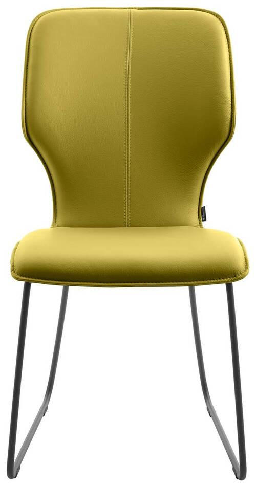 STUHL Echtleder Limette  - Dunkelgrau/Limette, Design, Leder/Metall (49/95/63cm) - Musterring