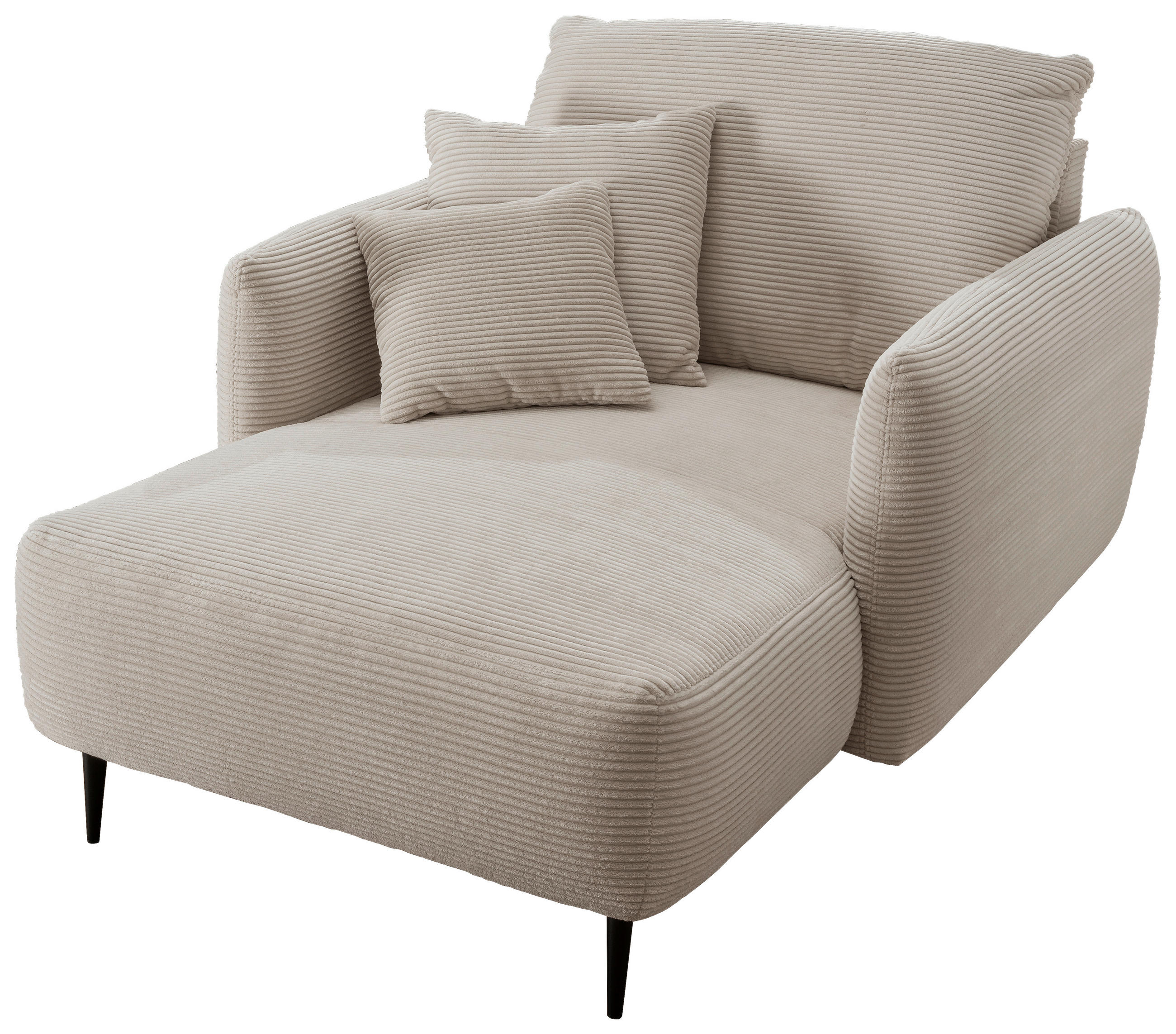 XXL-SESSEL in Cord Beige - Beige/Schwarz, Design, Textil/Metall (112/95/158cm) - Livetastic