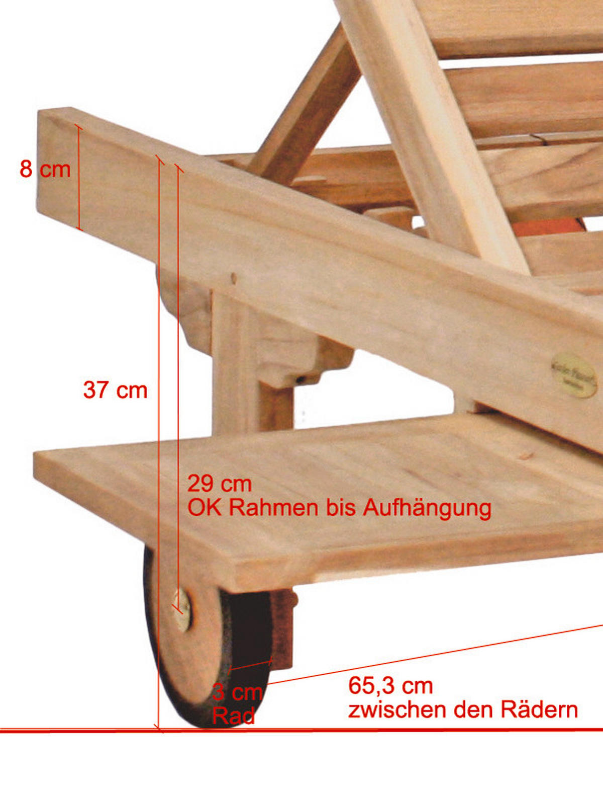 SONNENLIEGE 64,5/85/198 cm Teakholz  - Hellbraun, MODERN, Holz (64,5/85/198cm) - Gardenson