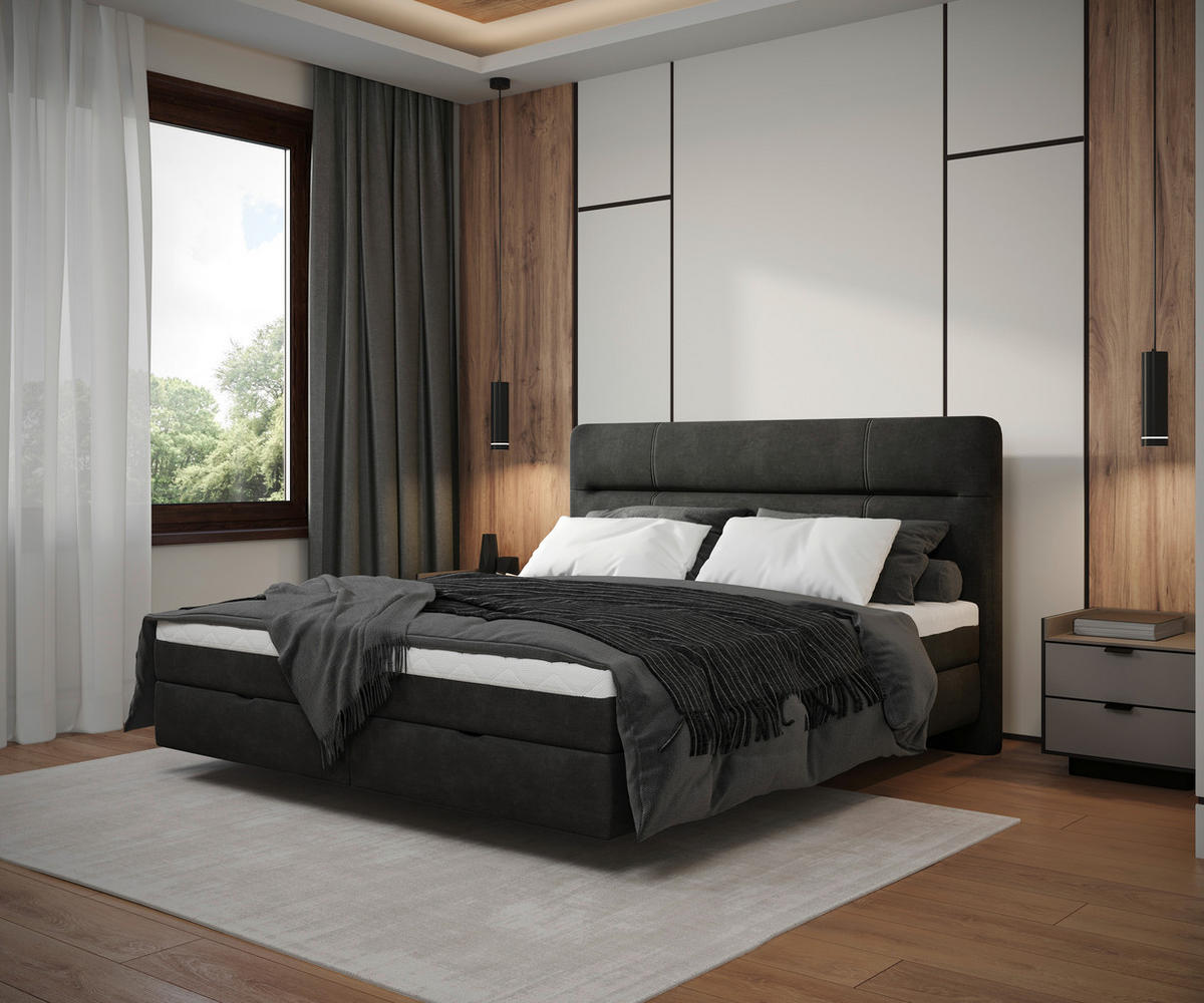 BOXBETT 160/200 cm  in Anthrazit  - Anthrazit, Modern, Holz/Holzwerkstoff (160/200cm) - MID.YOU