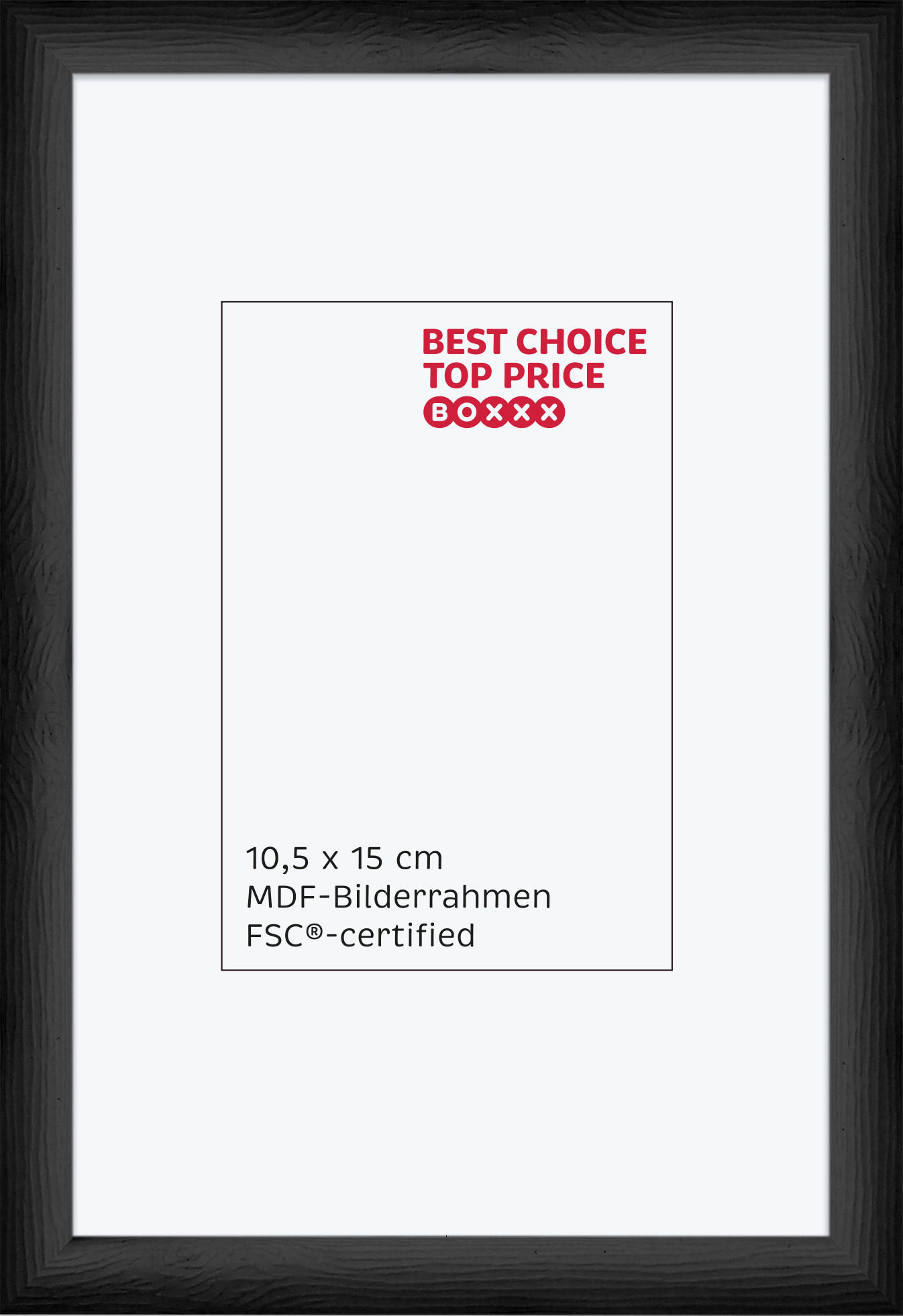 RÁMEČEK NA FOTOGRAFIE, 1 foto 13 cm x 18 cm - černá, Basics, kompozitní dřevo/sklo (14,5/19,5cm) - Boxxx