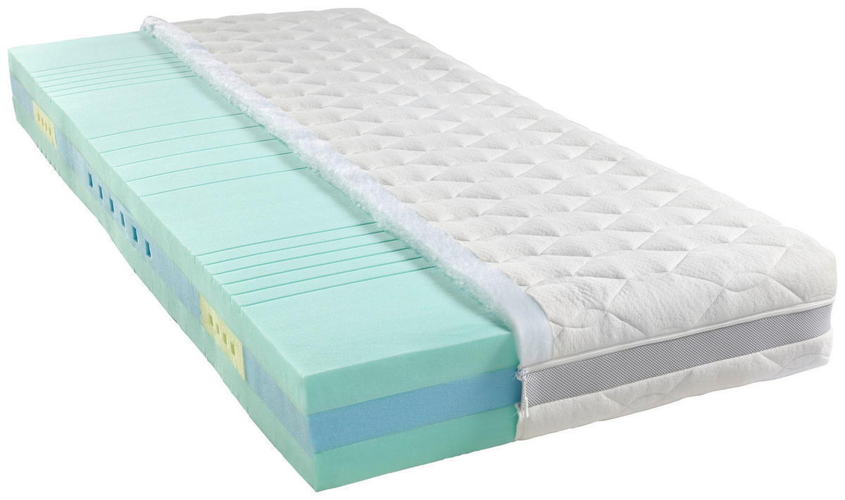 KALTSCHAUMMATRATZE 90/200 cm Höhe ca. 21 cm  - Weiß, KONVENTIONELL, Textil (90/200cm) - Sleeptex