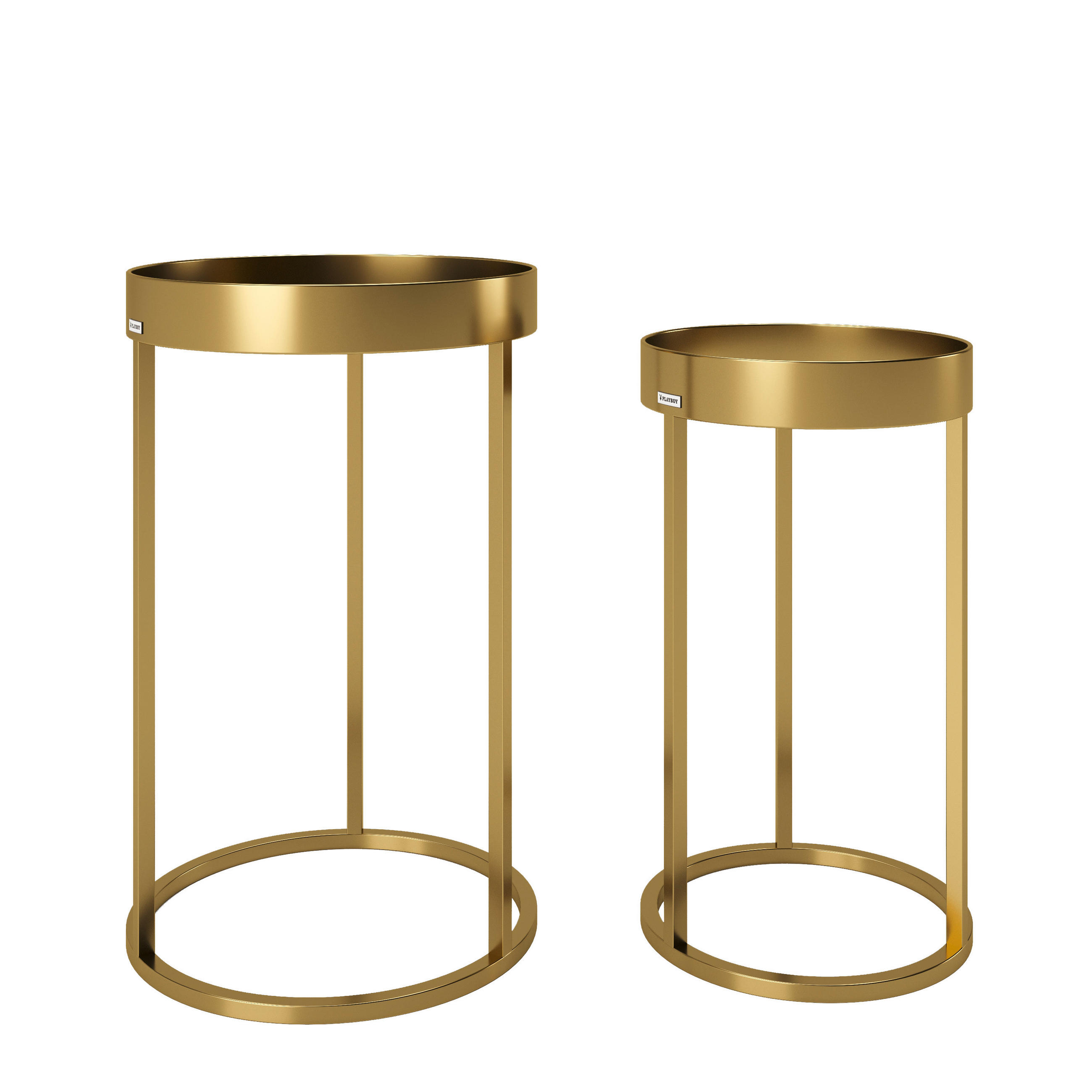 BEISTELLTISCHSET Goldfarben  - Goldfarben, KONVENTIONELL, Glas/Metall (39/39/63cm) - Playboy