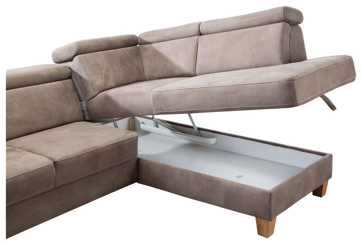 ECKSOFA in Mikrofaser Braun  - Eichefarben/Beige, Konventionell, Holz/Textil (245/194cm) - Sit & More