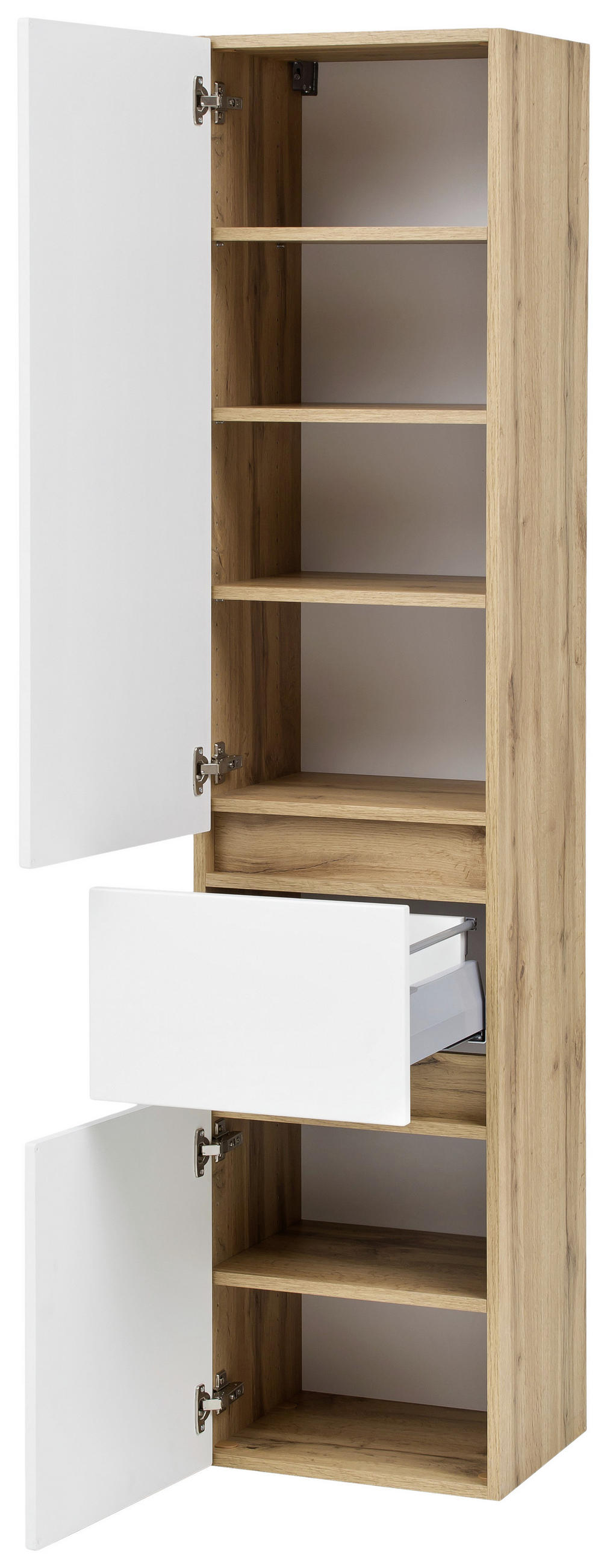 HOCHSCHRANK 40/180/35 cm  - Eichefarben/Silberfarben, KONVENTIONELL, Holzwerkstoff/Kunststoff (40/180/35cm) - Held