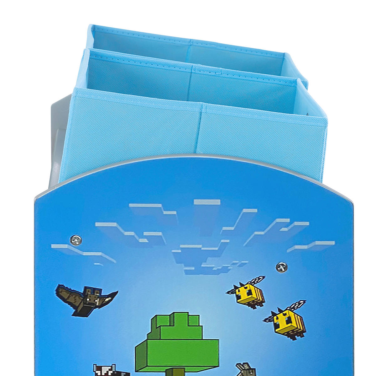 KINDERREGAL  - Blau/Multicolor, MODERN, Holzwerkstoff/Textil (60/63,5/30cm) - Minecraft
