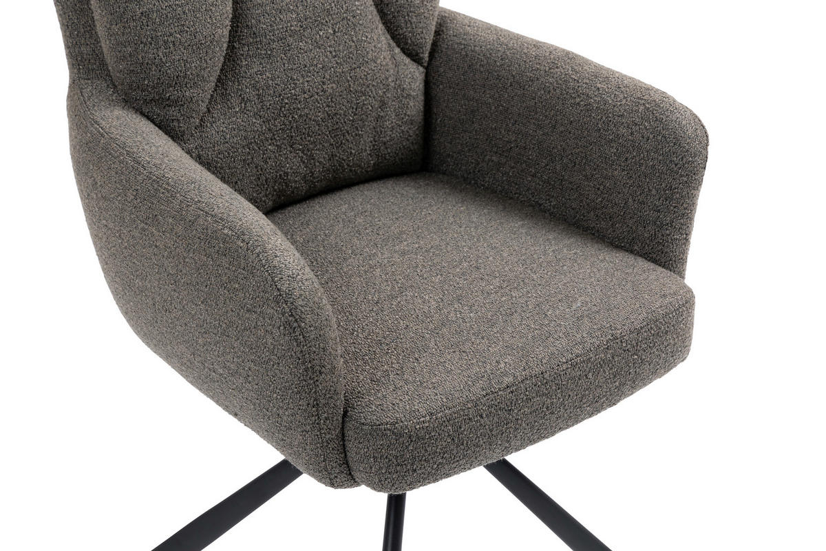 ARMLEHNSTUHL  in Eisen  - Schwarz/Braun, KONVENTIONELL, Textil/Metall (60/92/67cm) - MID.YOU