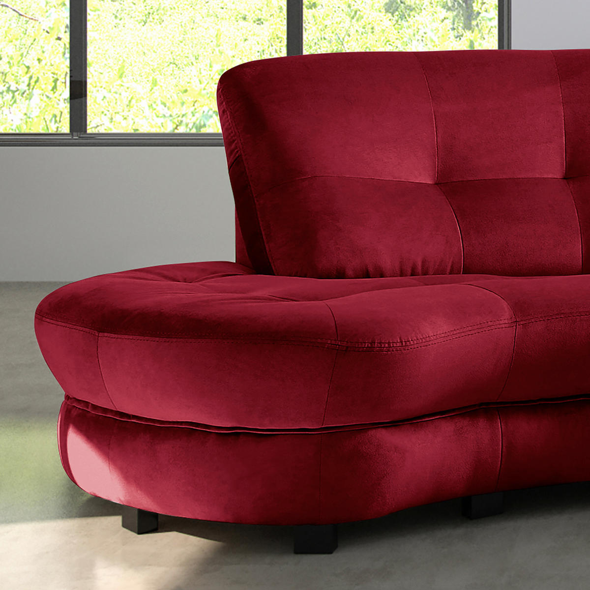 ECKSOFA in Samt Bordeaux  113/300 cm  - Bordeaux/Schwarz, Design, Kunststoff/Textil (113/300cm) - Livetastic
