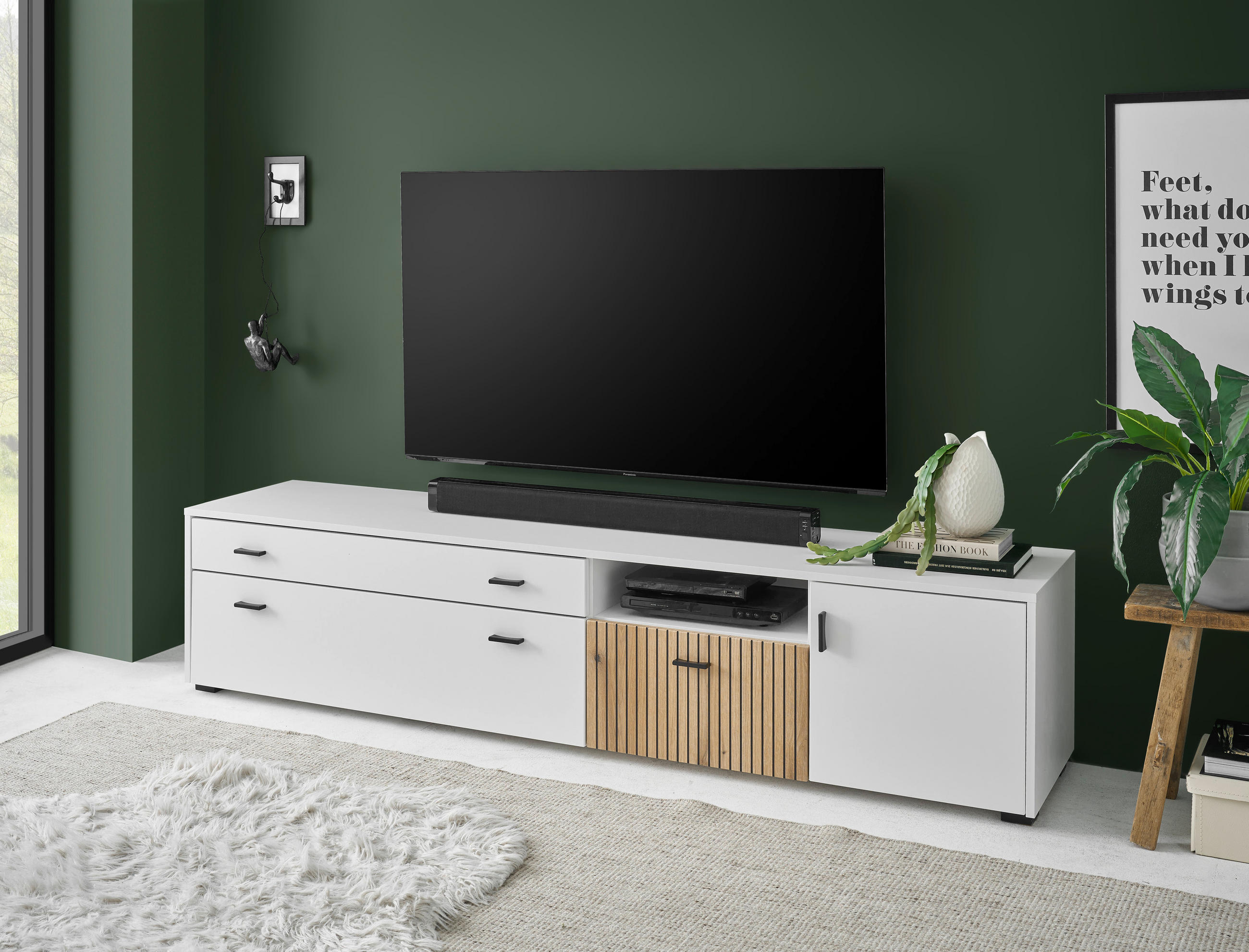 LOWBOARD  in 200/44/42 cm  - Eichefarben/Schwarz, Design, Holzwerkstoff/Kunststoff (200/44/42cm) - MID.YOU