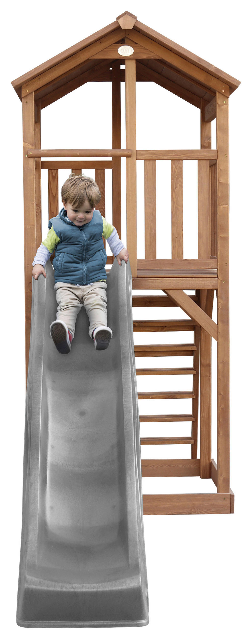 SPIELTURM 111,2/241,9/349 cm  - Braun/Grau, Konventionell, Holz/Kunststoff (111,2/241,9/349cm)