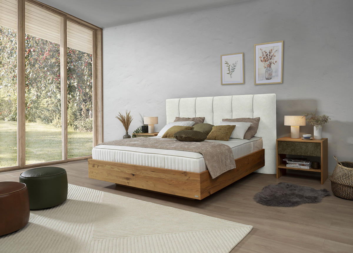 BOXSPRINGBETT 180/200 cm  in Wildeiche, Grauweiss  - Wildeiche/Grauweiss, Natur, Holz/Textil (180/200cm) - Valnatura