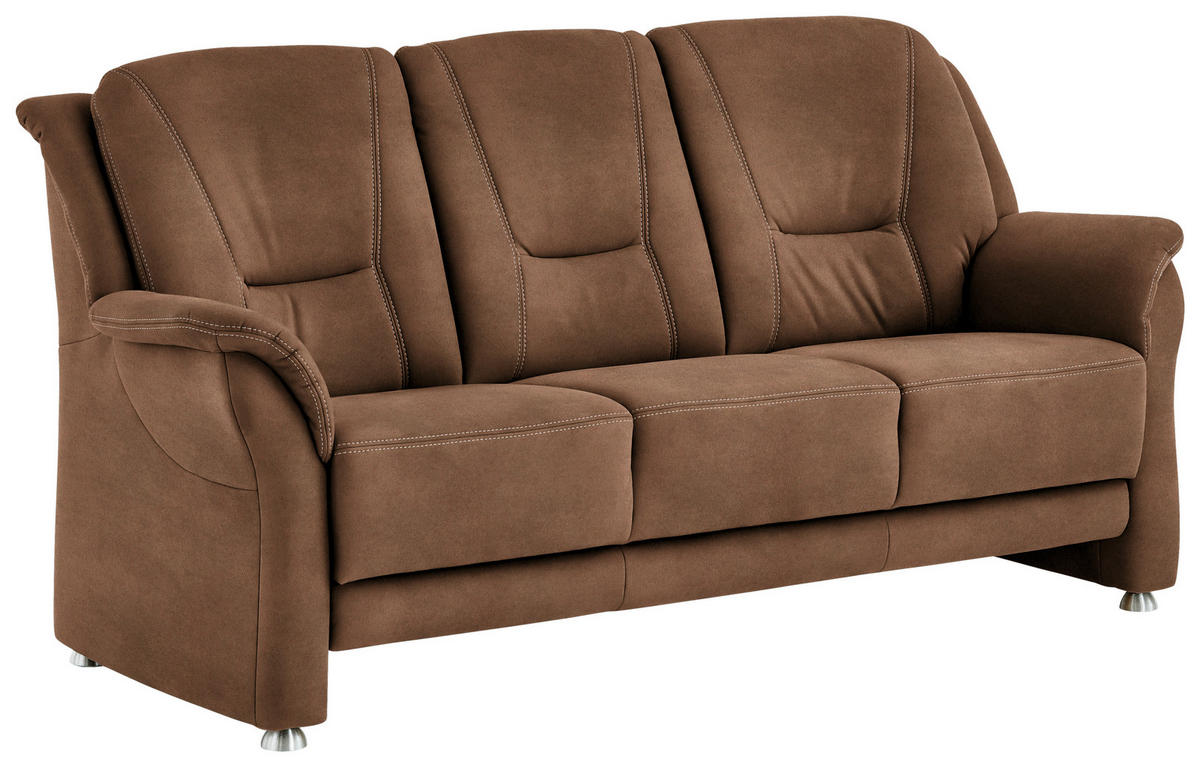 3-SITZER-SOFA in Mikrofaser Hellbraun  - Hellbraun/Beige, Konventionell, Textil/Metall (198/100/89cm) - Beldomo Comfort