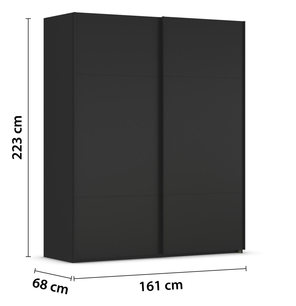 SCHWEBETÜRENSCHRANK in Schwarz  - Schwarz, Konventionell, Holzwerkstoff/Metall (162/223/68cm) - Novel