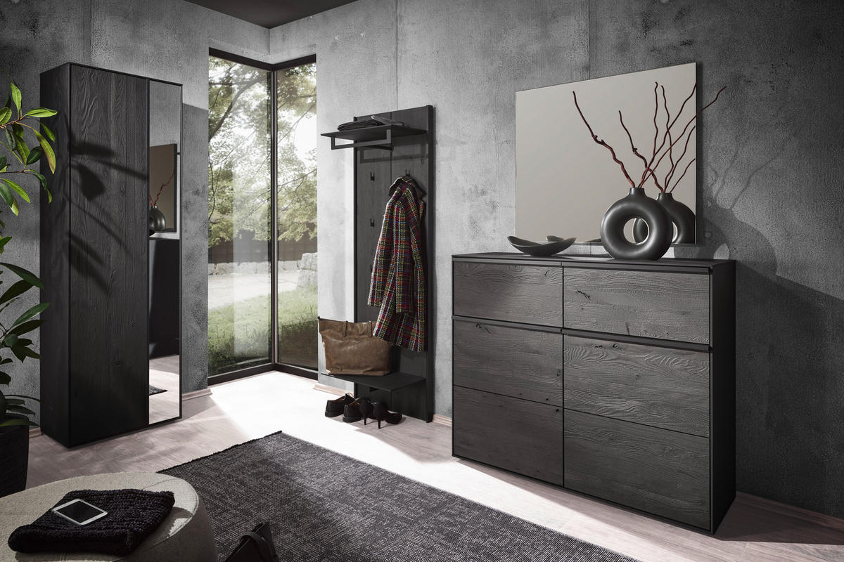 GARDEROBE 4-teilig  in 235/196/39 cm  - Anthrazit, Design, Glas/Holz (235/196/39cm) - Johann Jakob