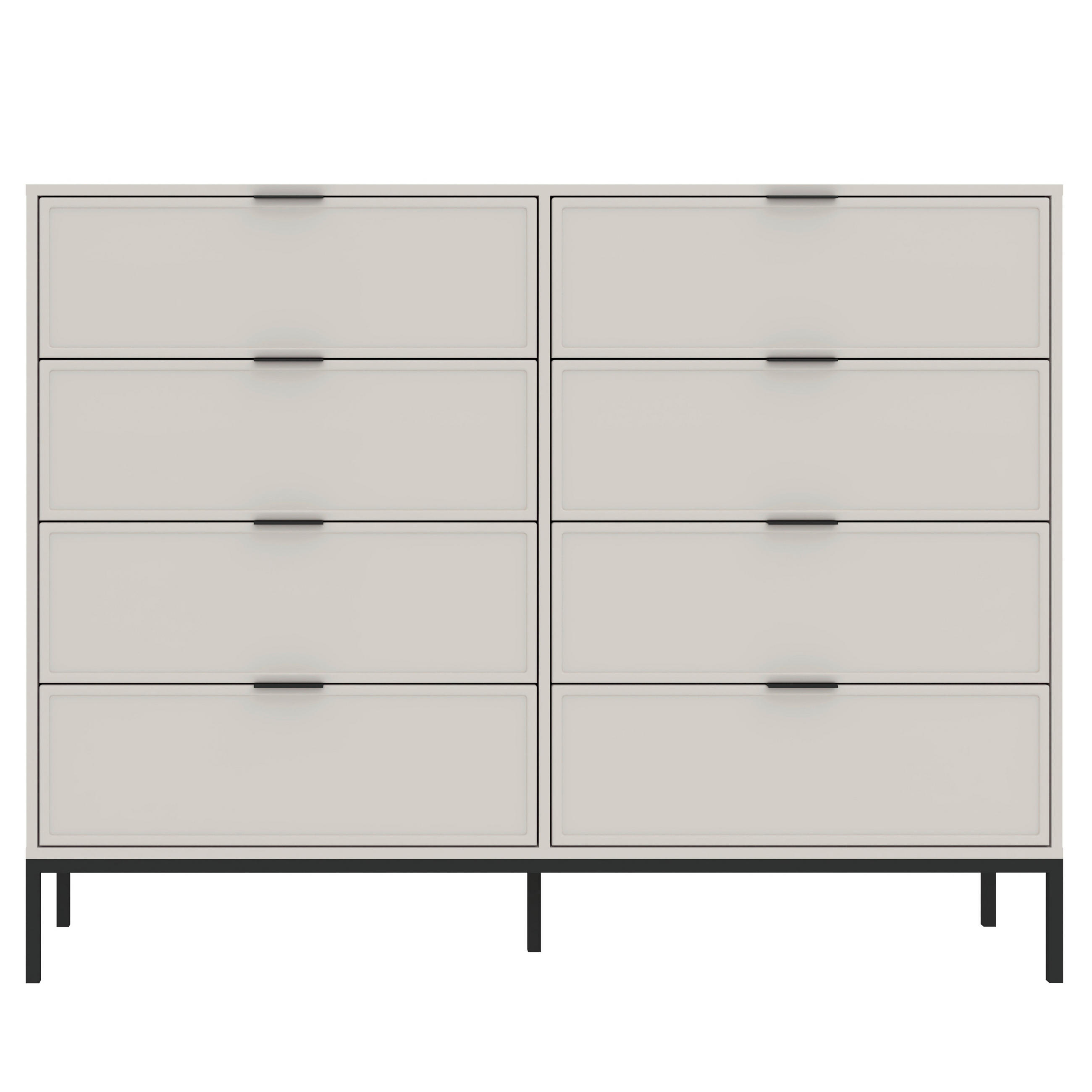 KOMMODE Deco 150/116/40 cm 8 Schublade(n)  - Kaschmir/Schwarz, Design, Holzwerkstoff/Metall (150/116/40cm) - MID.YOU
