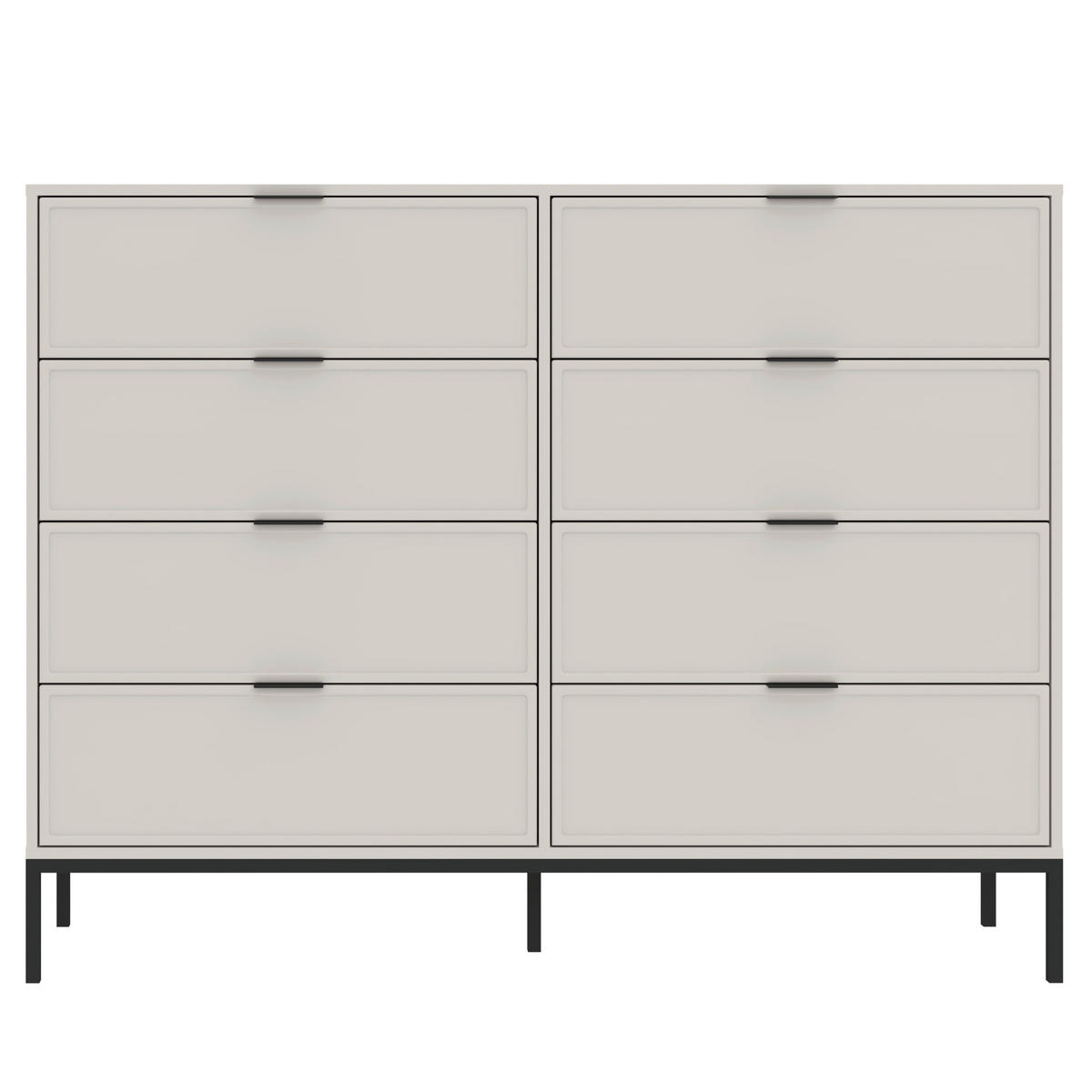 KOMMODE Deco, 150/116/40 cm, 8 Schublade(n)  - Kaschmir/Schwarz, Design, Holzwerkstoff/Metall (150/116/40cm) - MID.YOU