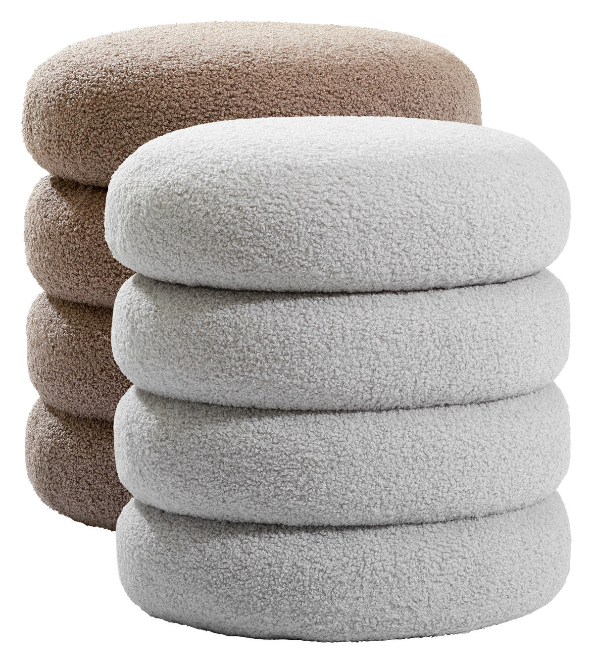 HOCKER Teddystoff Hellgrau  - Hellgrau, Trend, Textil (41/42/41cm) - Xora