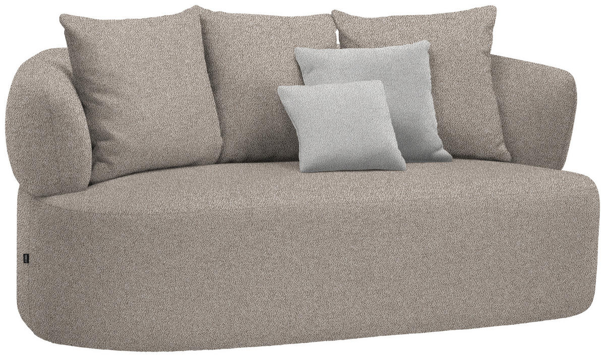 2-SITZER-SOFA in Plüsch Graubraun  - Graubraun/Schwarz, MODERN, Kunststoff/Textil (177/86/105cm) - Hom`in