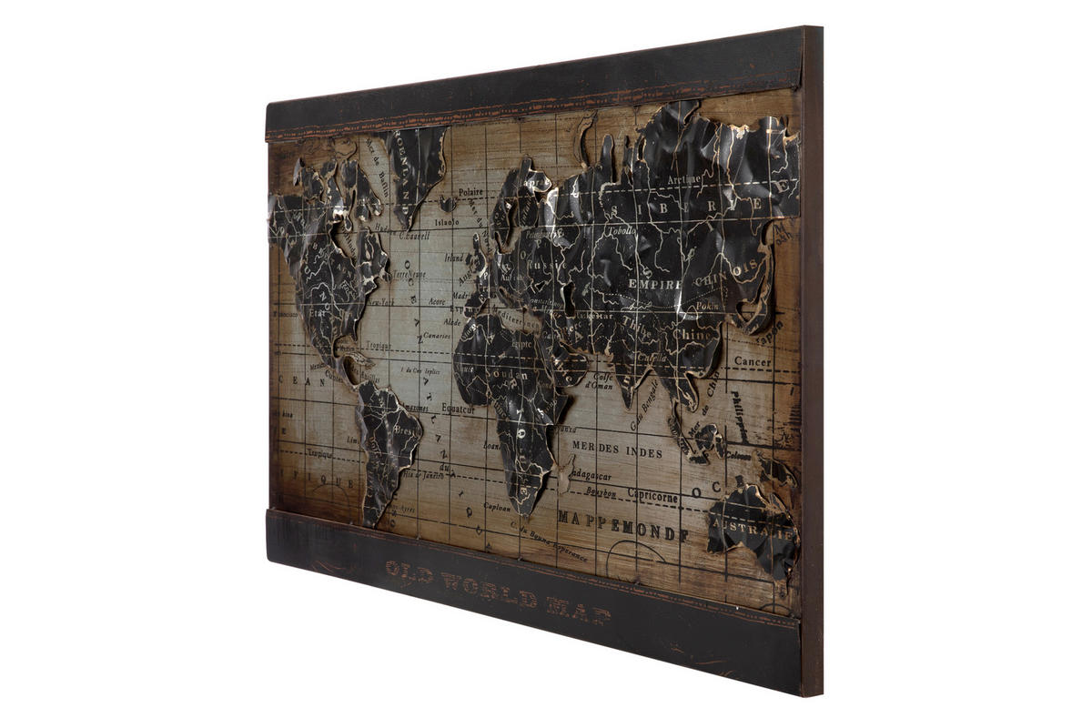 METALLBILD Weltkarte 70/120 cm  - Rostfarben/Multicolor, Trend, Metall (70/120cm) - Monee