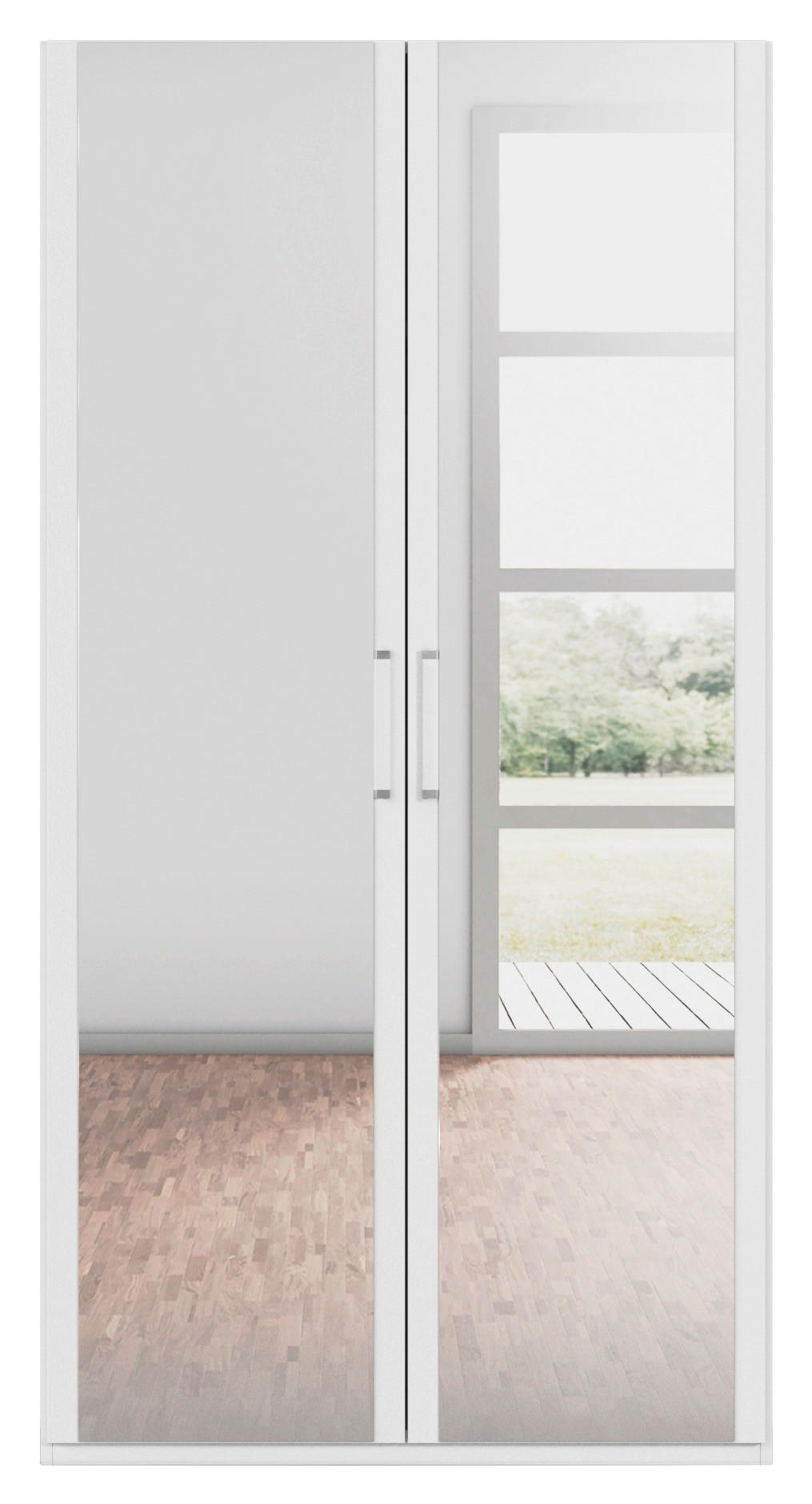 DREHTÜRENSCHRANK 101/197/60 cm 2-türig Weiß  - Weiß, Design, Glas/Holzwerkstoff (101/197/60cm) - Novel