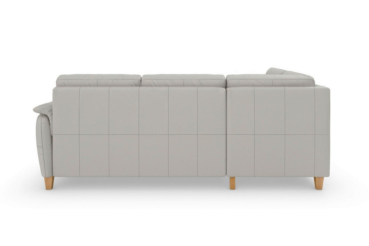 ECKSOFA Echtleder Hellgrau  - Eichefarben/Hellgrau, Basics, Leder/Holz (212/236cm) - Sit & More