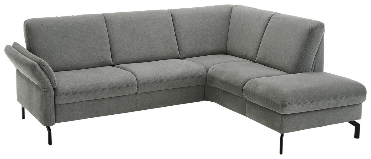 ECKSOFA in Flachgewebe Grau  - Schwarz/Grau, Konventionell, Textil/Metall (241/190cm) - Beldomo Comfort