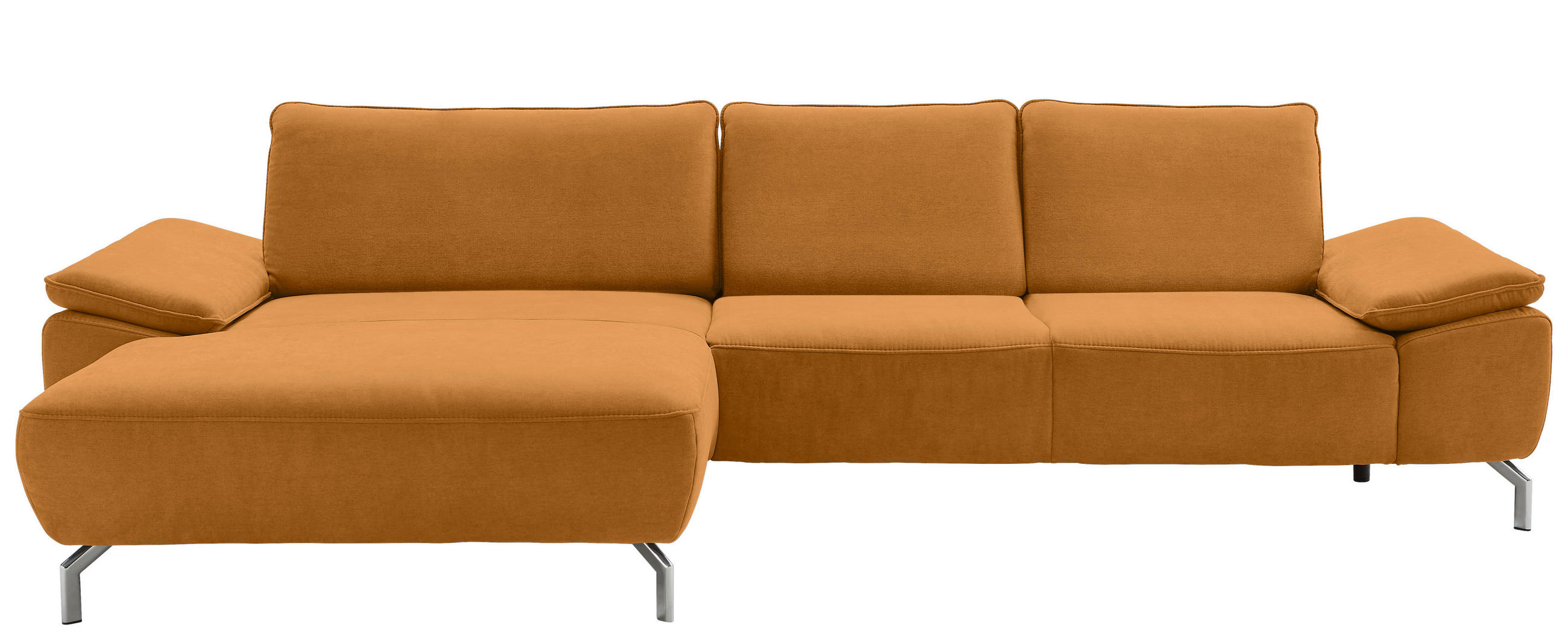 ECKSOFA MR 270 Currygelb Chenille  - Chromfarben/Currygelb, Design, Textil/Metall (181/335cm) - Musterring