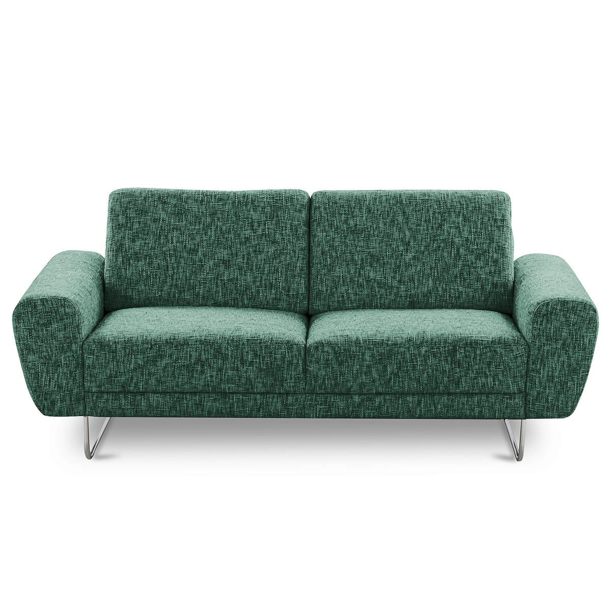 2-SITZER-SOFA SPRING in Webstoff Grün Modern  - Chromfarben/Grün, Design, Textil/Metall (157/85/92cm) - Livetastic