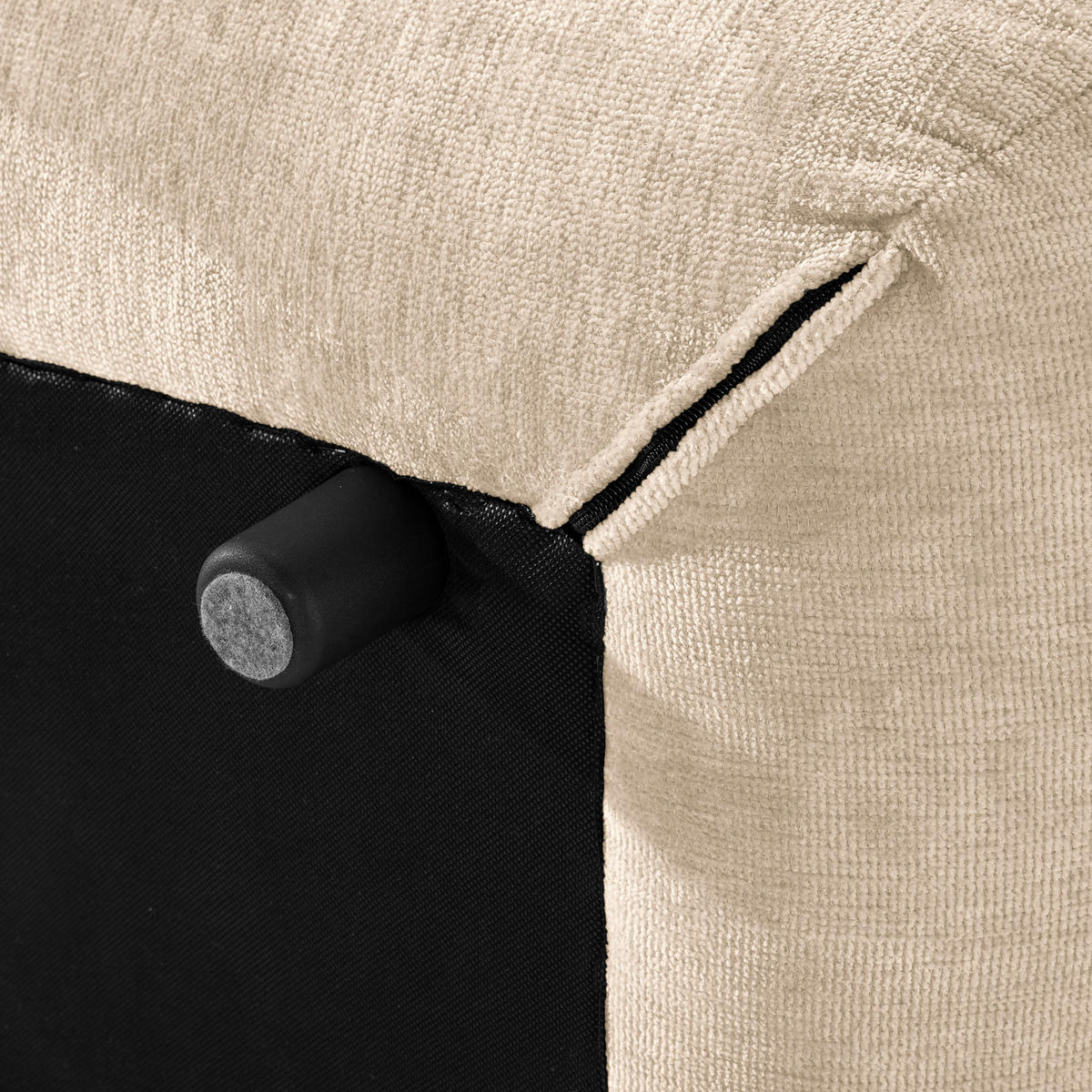 HOCKER in Textil Creme  - Creme/Schwarz, Modern, Kunststoff/Textil (102/46/65cm) - Trendmanufaktur