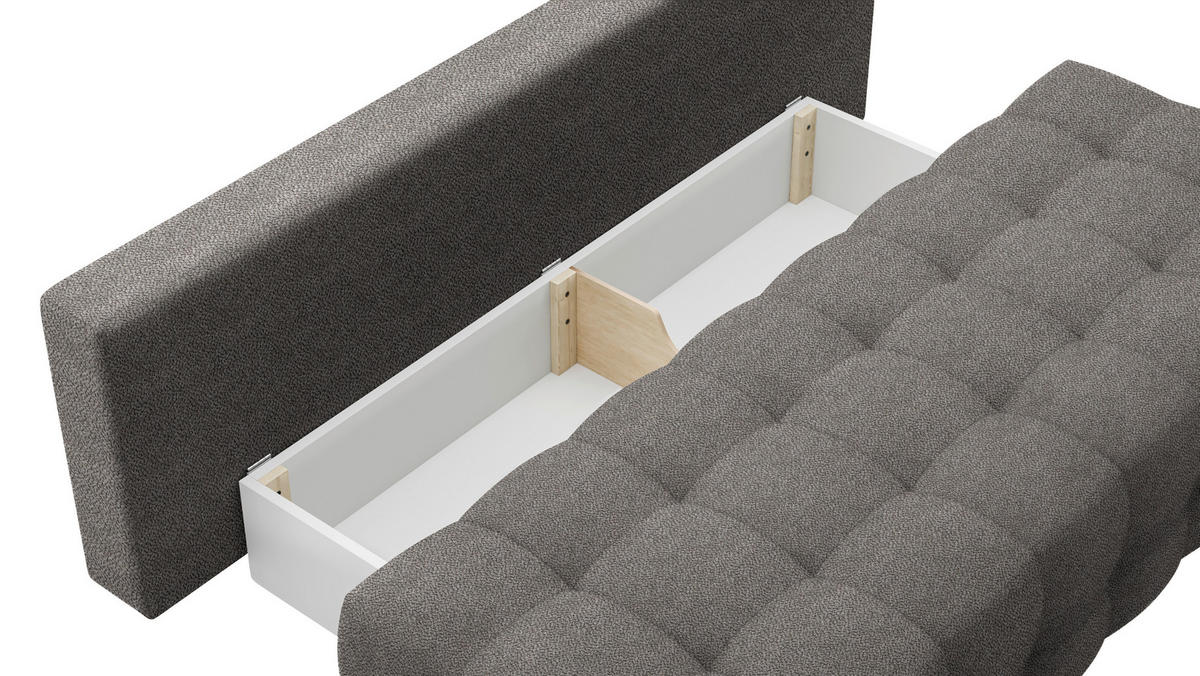 SCHLAFSOFA in Chenille, Plüsch Dunkelgrau  - Dunkelgrau/Schwarz, KONVENTIONELL, Kunststoff/Textil (209/96/100cm) - Stylife