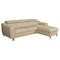 ECKSOFA in Lederlook Echtleder Beige  - Chromfarben/Beige, Design, Leder/Textil (242/176cm) - Livetastic