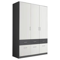KLEIDERSCHRANK 136/197/54 cm 3-türig Grau, Weiß  - Alufarben/Weiß, KONVENTIONELL, Holzwerkstoff/Kunststoff (136/197/54cm) - Rauch Möbel